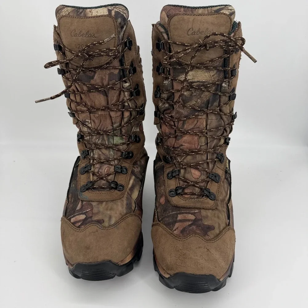 Cabelas Mens 8.5 D Gore-Tex 1200g Thinsulate Hunting Boots Camo Brown 81-8445